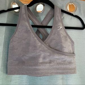 lilac gymshark camo seamless sports bra